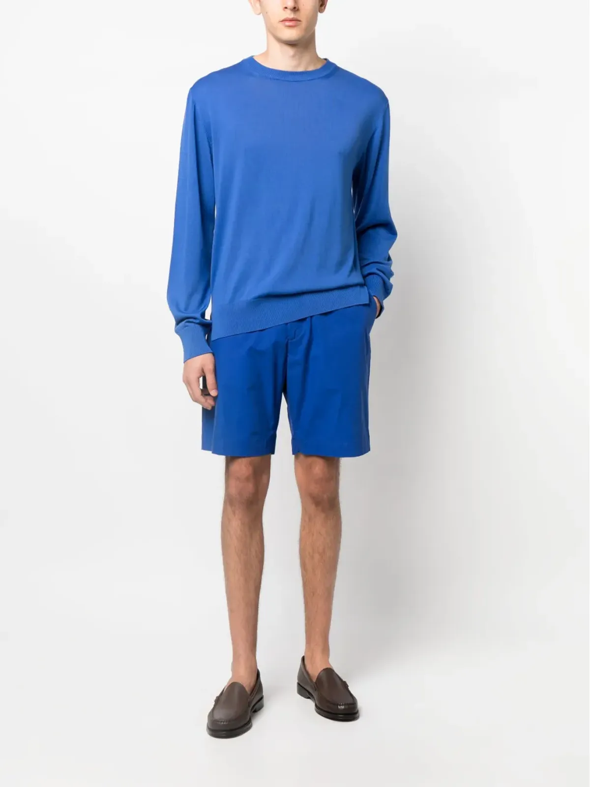 Officine Generale Joaquim ドローストリングウエスト コットンショーツ ブルー - 画像2