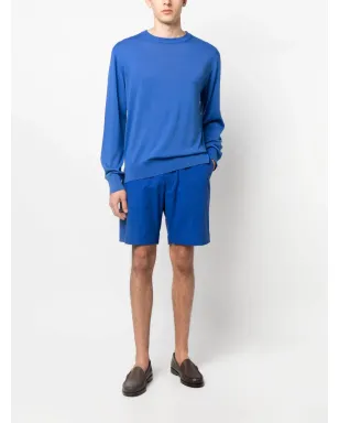 Officine Generale Joaquim ドローストリングウエスト コットンショーツ ブルー - サムネイル2