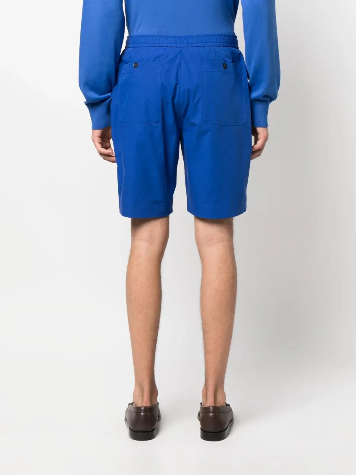 Officine Generale Joaquim ドローストリングウエスト コットンショーツ ブルー - 画像4