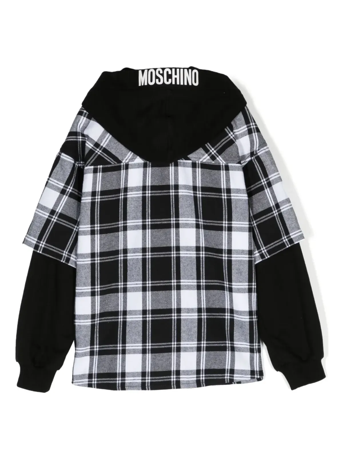 Moschino Kids テディベア・パッチ付きフード付きチェックシャツ - 画像2