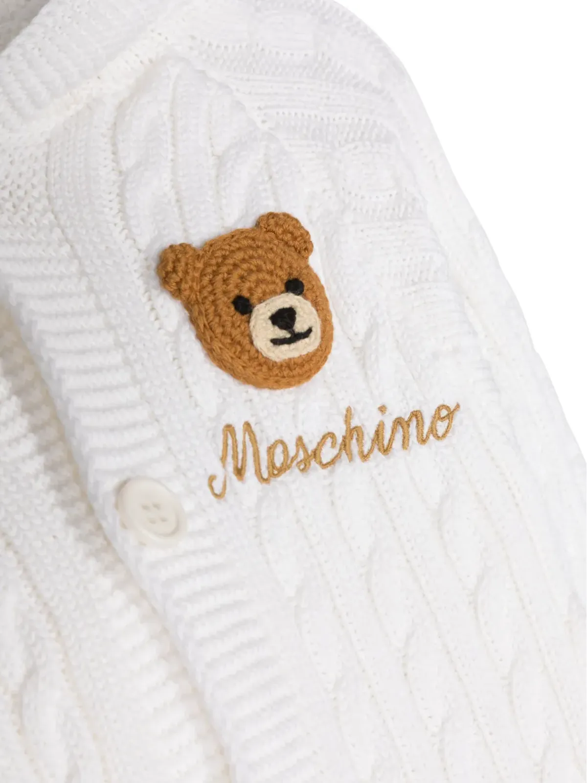 Moschino Kids テディベア・パッチ付きニット ロンパース - White - 画像3