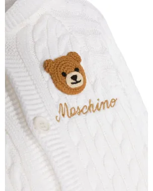 Moschino Kids テディベア・パッチ付きニット ロンパース - White - サムネイル3