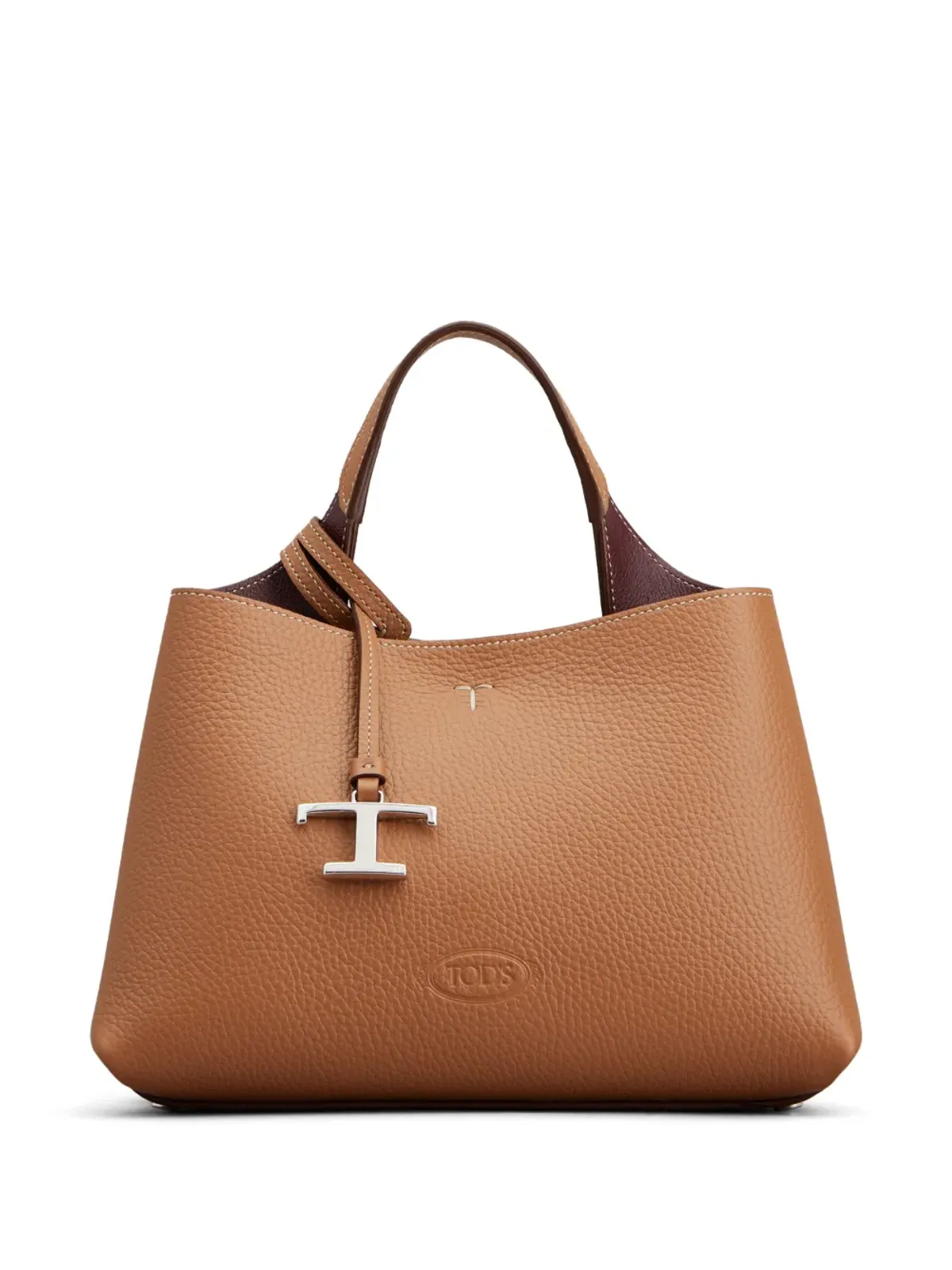 Tod's ロゴペンダント レザー トートバッグ ブラウン - 画像1
