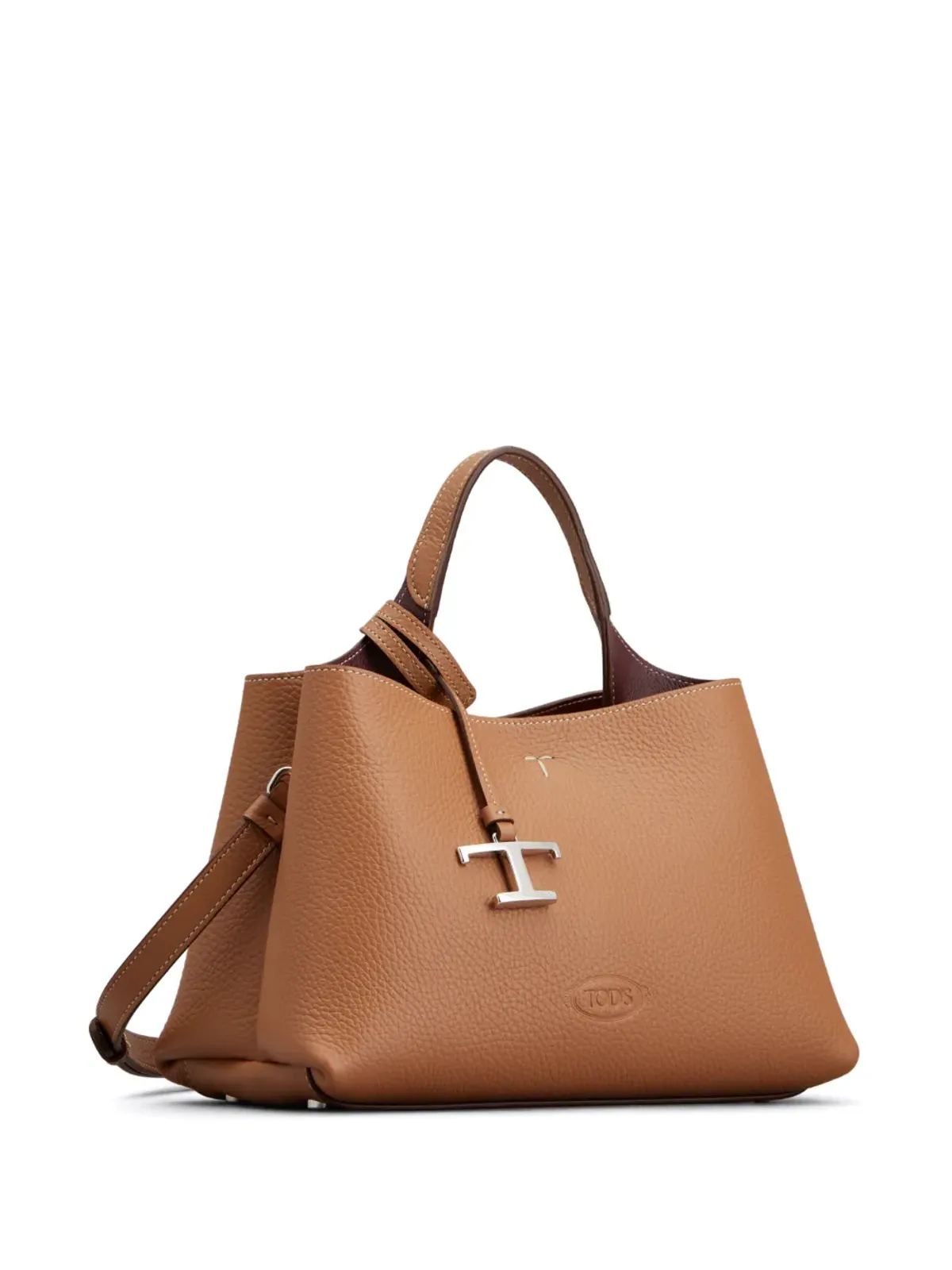 Tod's ロゴペンダント レザー トートバッグ ブラウン - 画像2