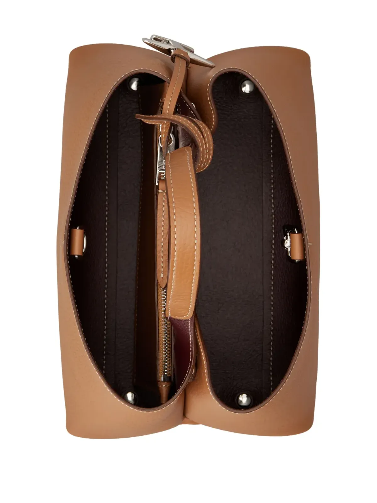 Tod's ロゴペンダント レザー トートバッグ ブラウン - 画像3