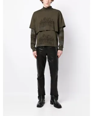Givenchy ロゴ刺繍入り レイヤード コットン フーディー - グリーン - サムネイル2
