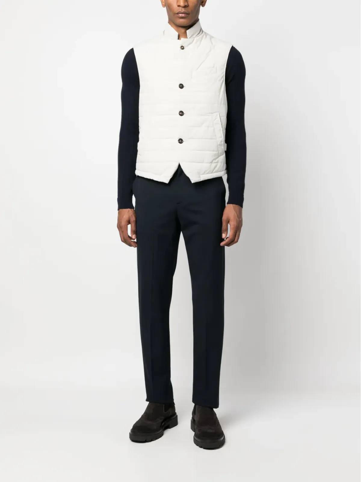Brioni vertical-pattern cashmere jumper - Blue - 画像2