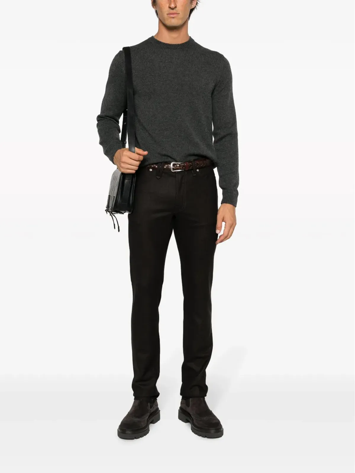Brioni ローライズ・スリムフィット・テーパードパンツ - ブラウン - 画像2