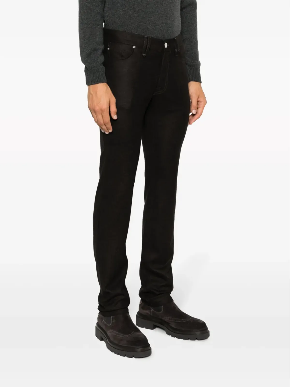 Brioni ローライズ・スリムフィット・テーパードパンツ - ブラウン - 画像3