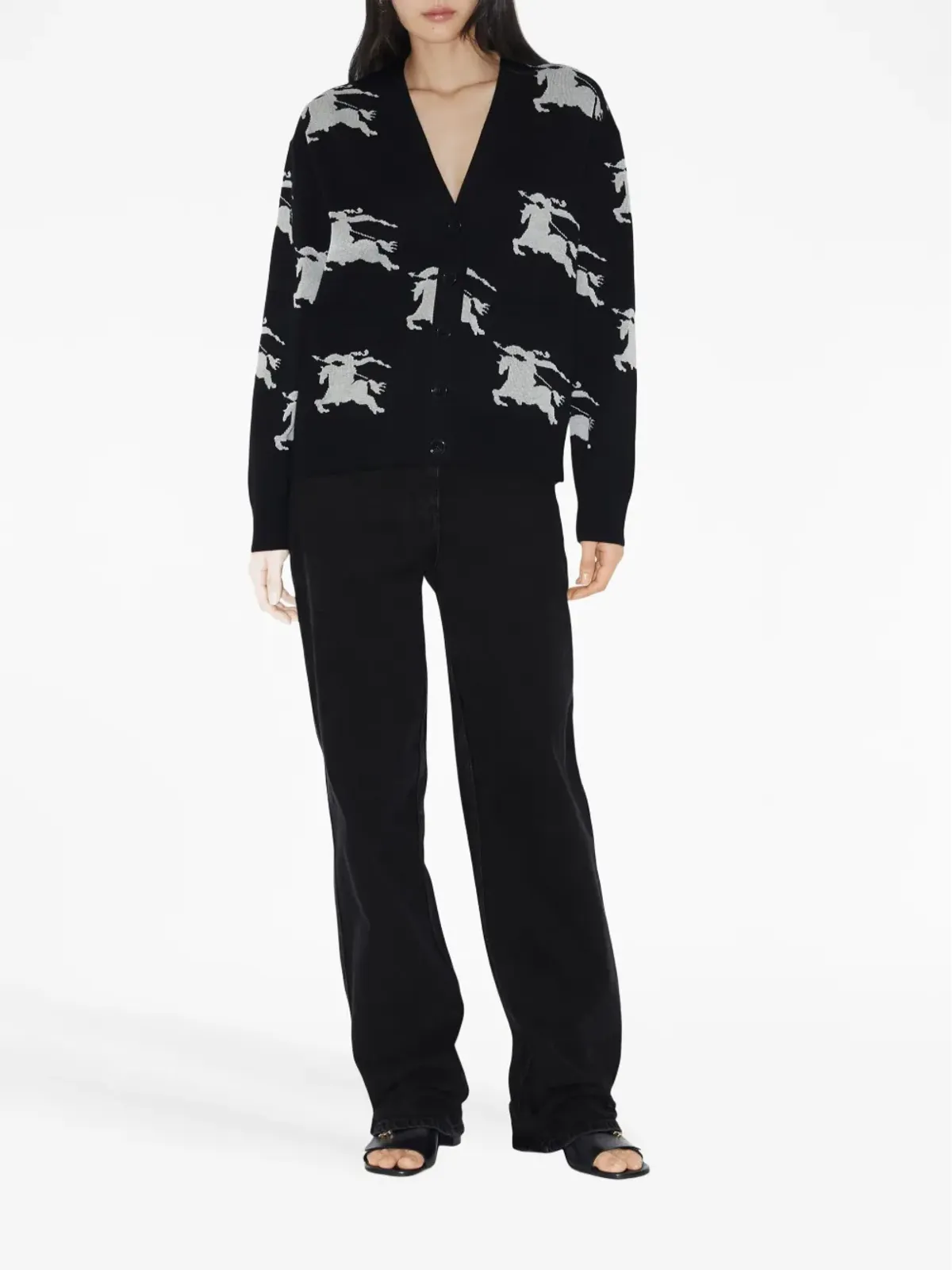 Burberry EKD インターシャニット カーディガン - 画像2