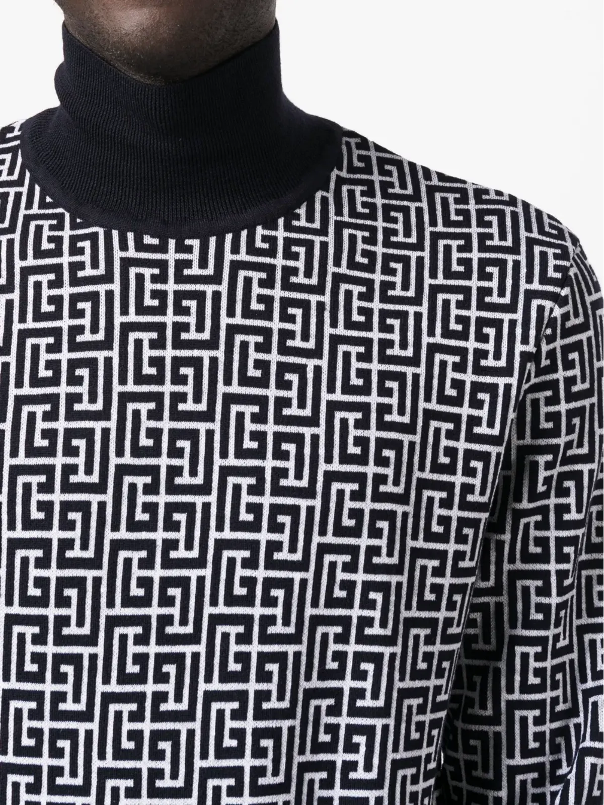 Balmain モノグラム・インターシャ ロールネック ジャンパー - 画像5