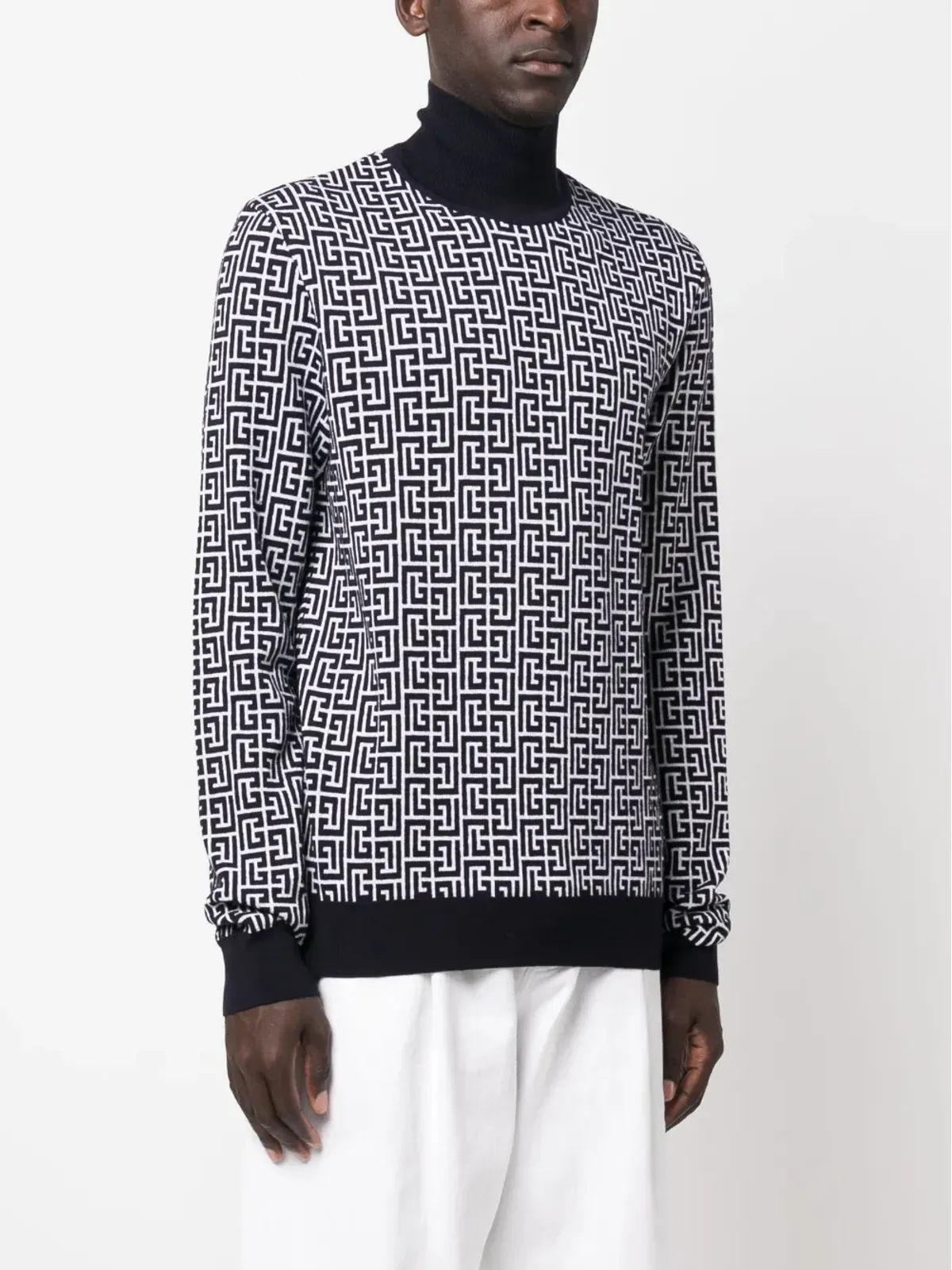 Balmain モノグラム・インターシャ ロールネック ジャンパー - 画像3