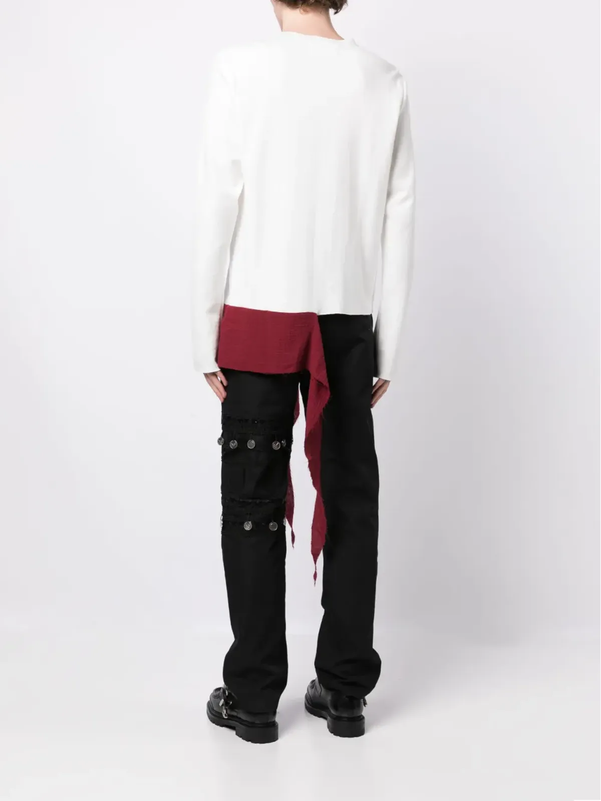 Youths In Balaclava 切りっぱなしアシンメトリーコットントップス - 画像5