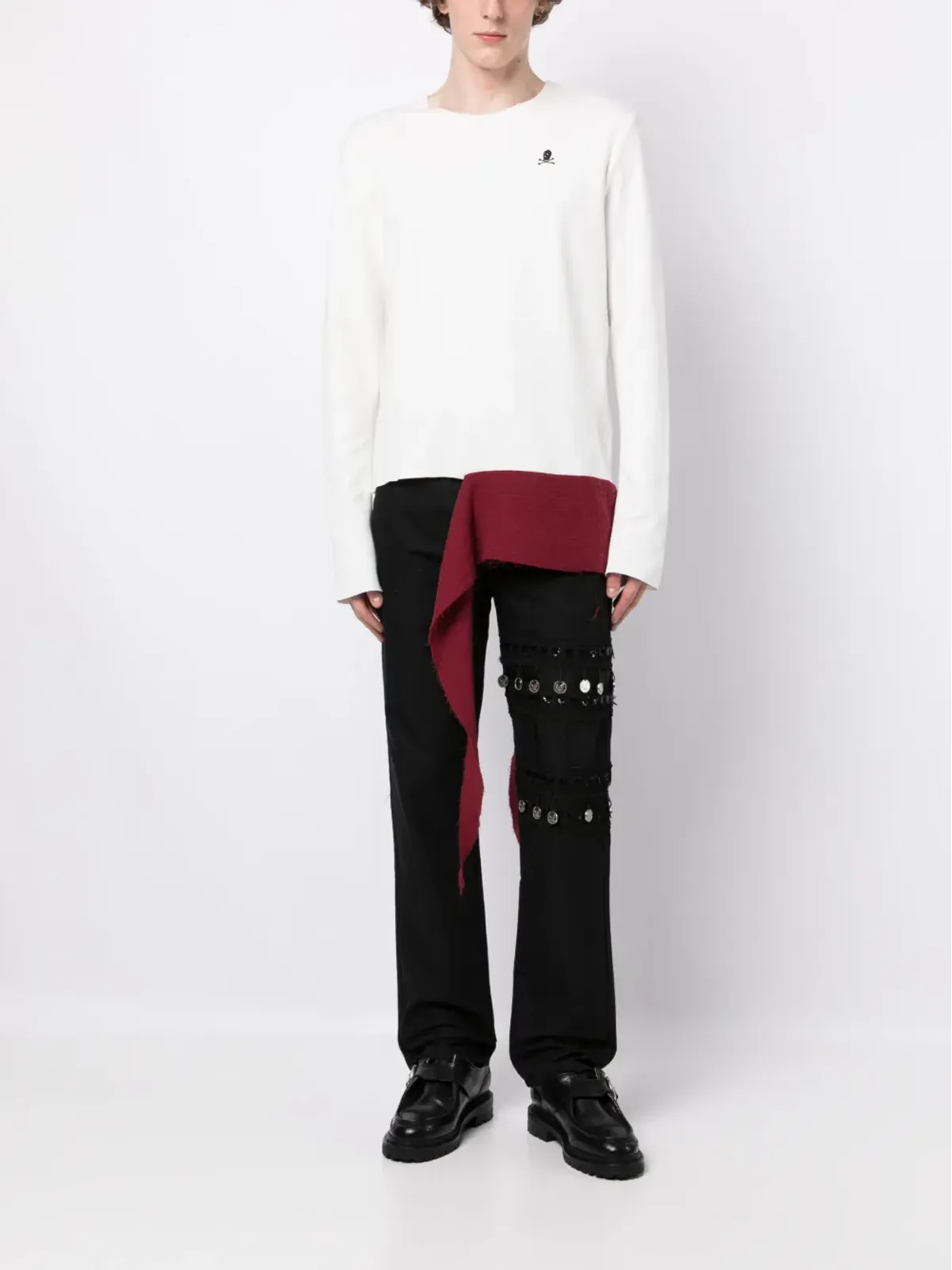 Youths In Balaclava 切りっぱなしアシンメトリーコットントップス - 画像2
