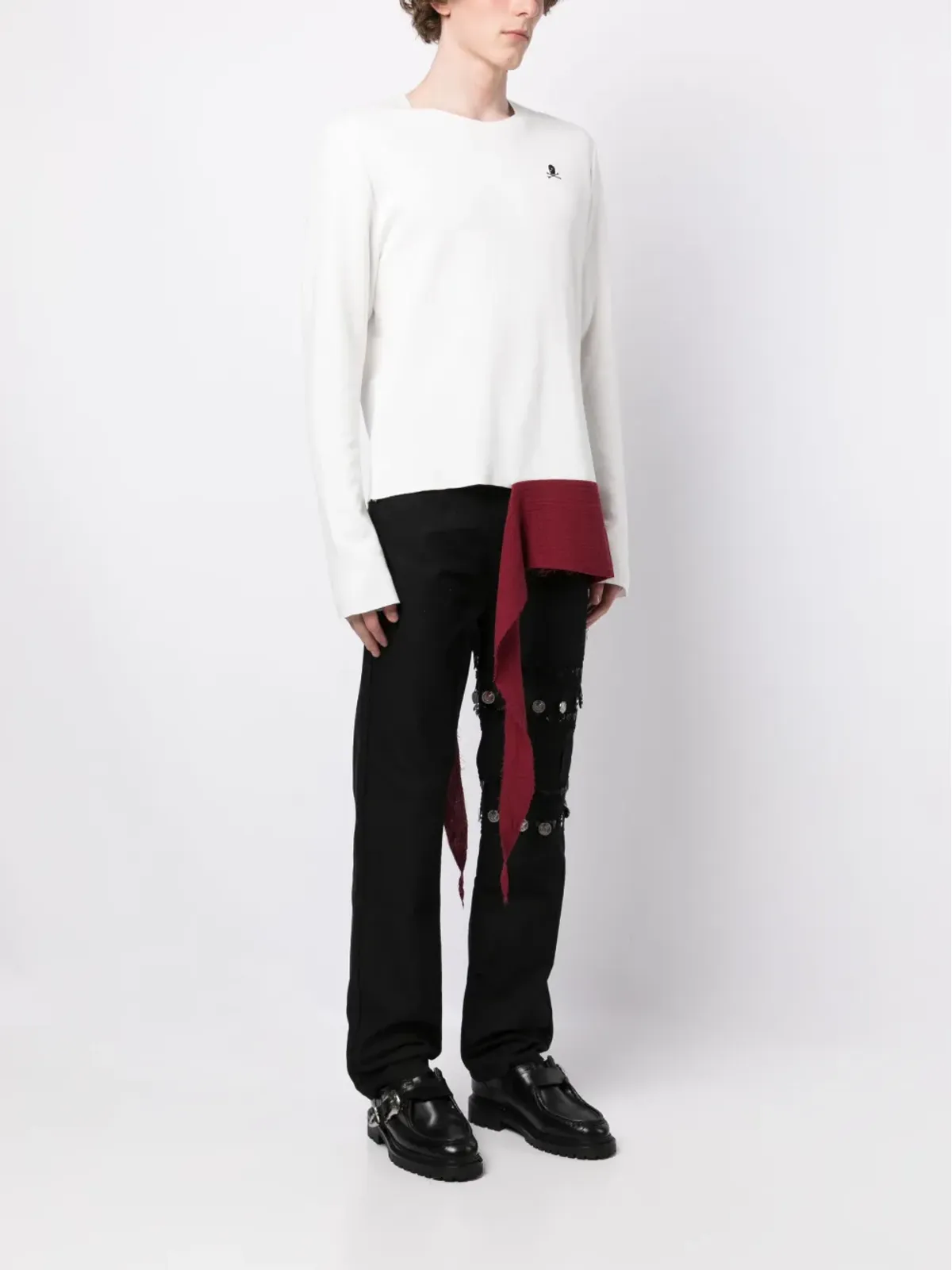 Youths In Balaclava 切りっぱなしアシンメトリーコットントップス - 画像4