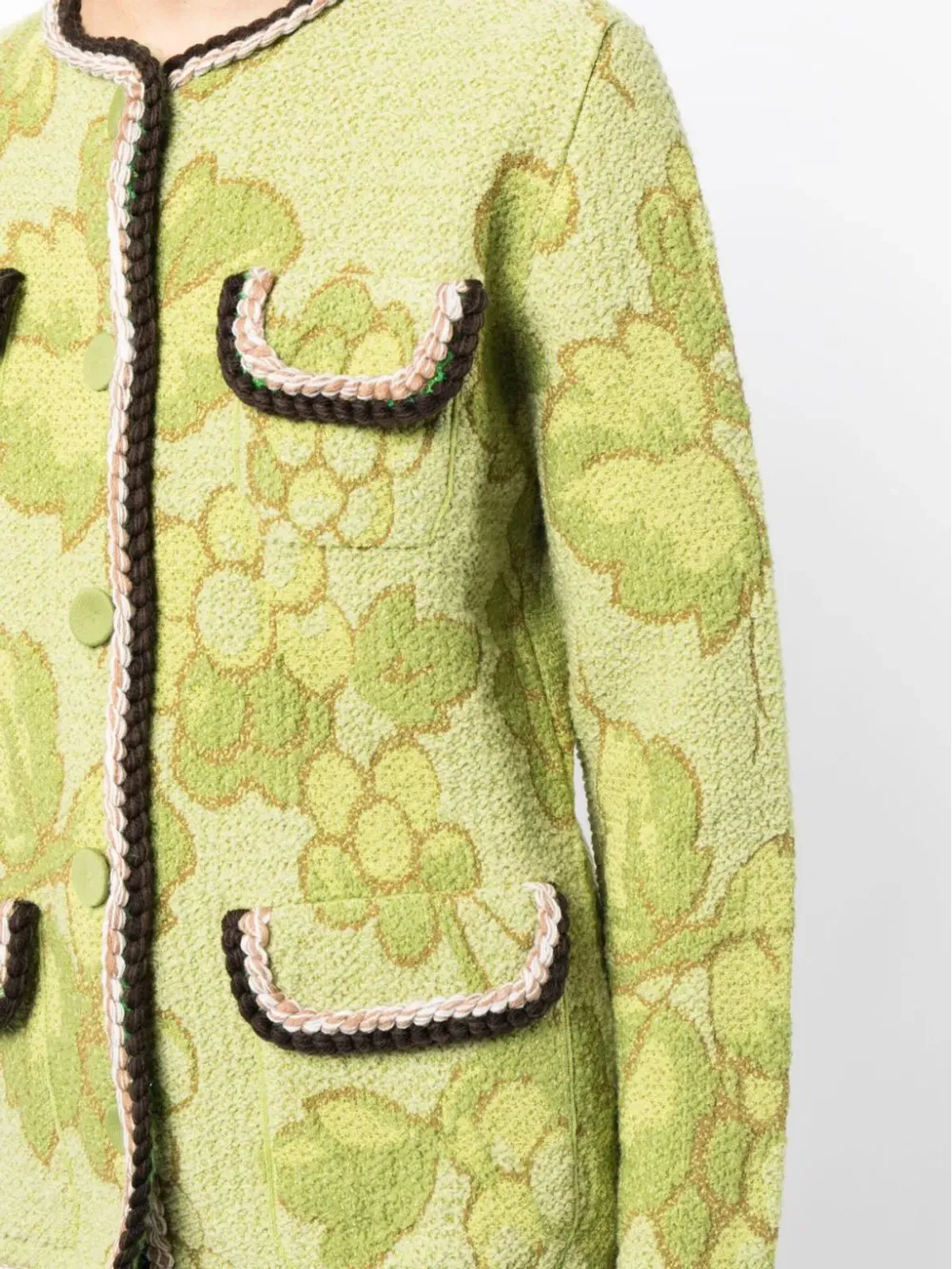 ETRO クラシックボタンアップ ツイードジャケット グリーン - 画像5