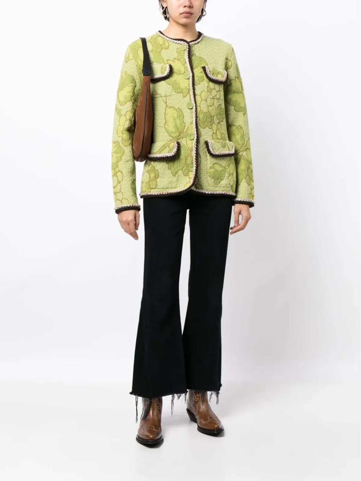 ETRO クラシックボタンアップ ツイードジャケット グリーン - 画像2