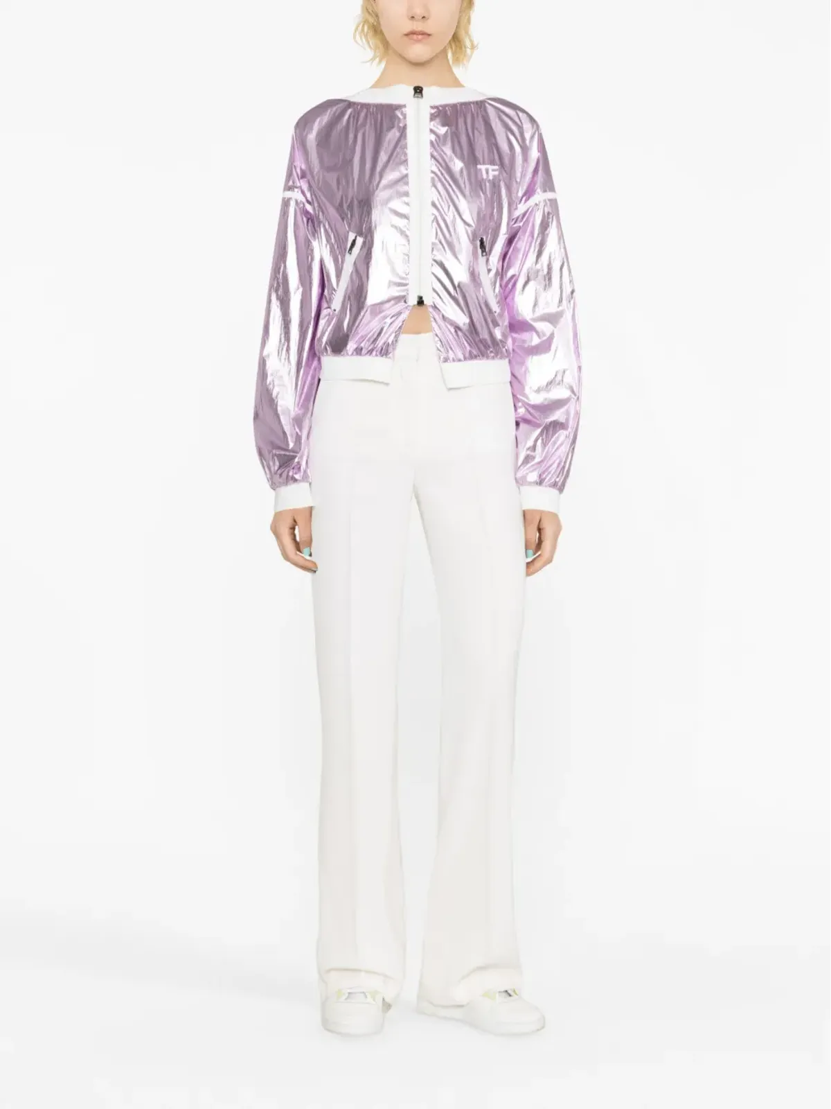 TOM FORD メタリック クロップド ボンバージャケット - 画像2