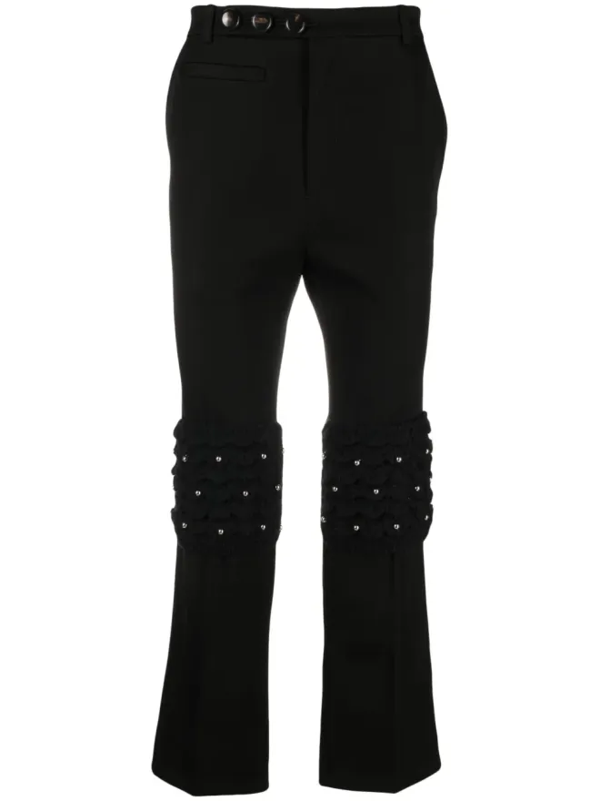 Namacheko Namacheko クロップドクリスタル装飾フレアパンツ - ブラックの商品画像