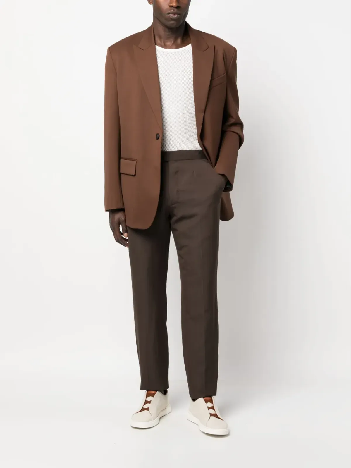 Zegna ミドルライズ テーパード チノパンツ - 画像2