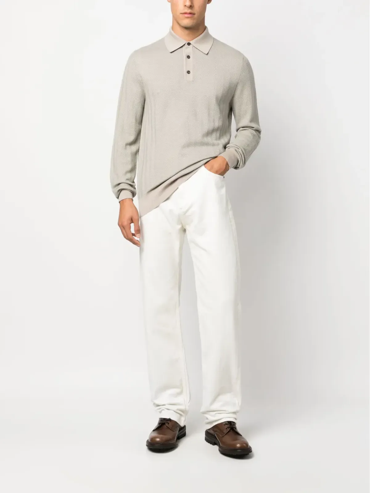 Brioni 長袖ウールポロシャツ - 画像2