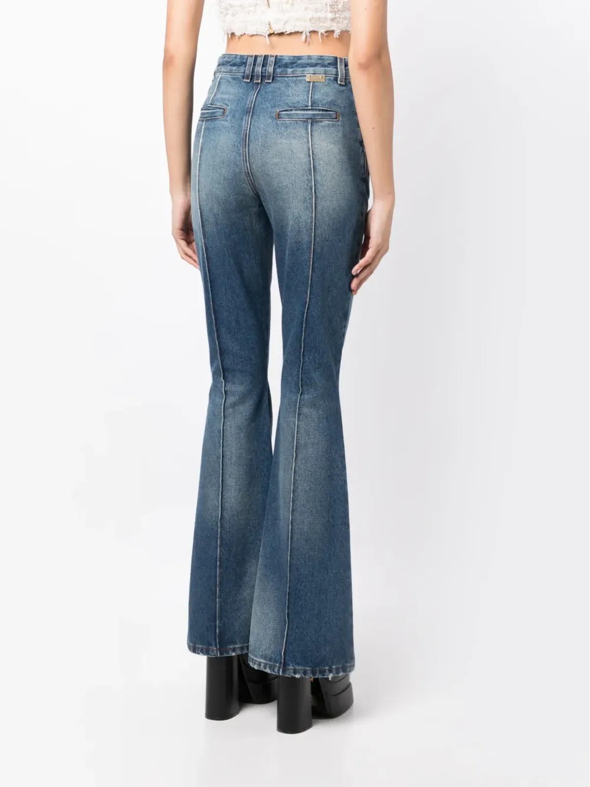 Balmain 高腰コットンフレアジーンズ - 画像4