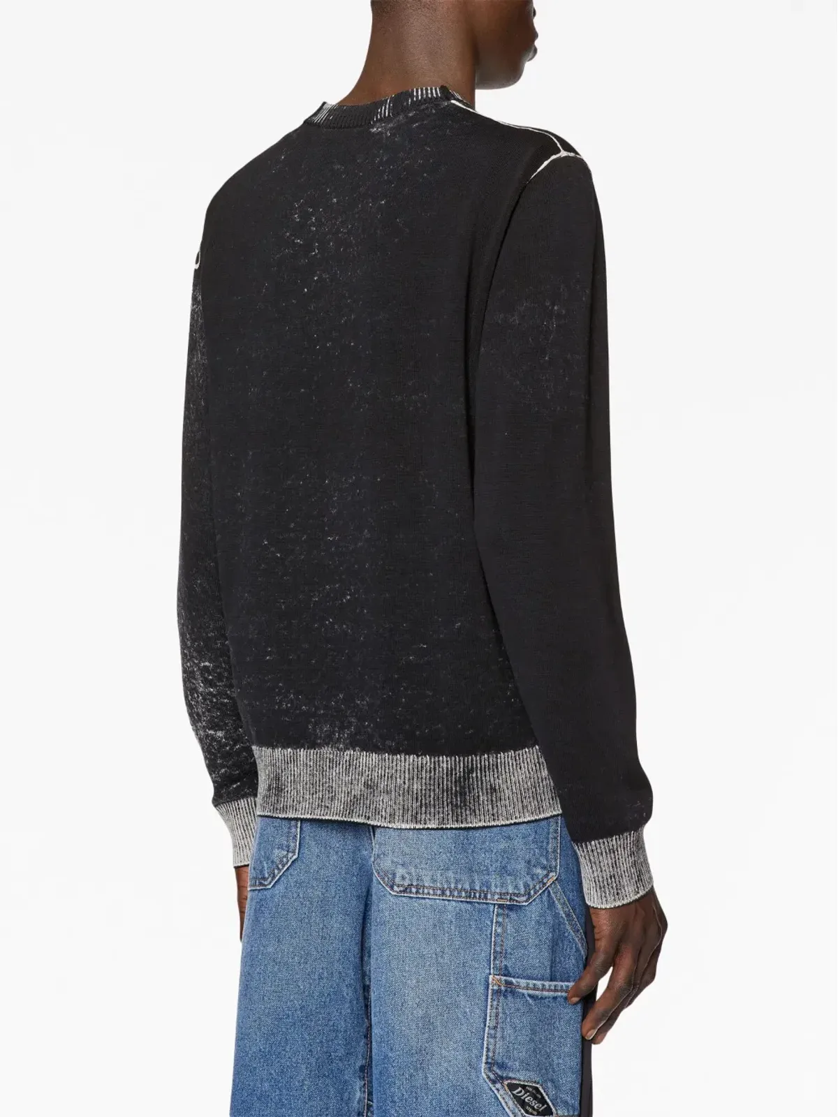 Diesel K-Larence-B reverse-print cotton jumper - Black - 画像4