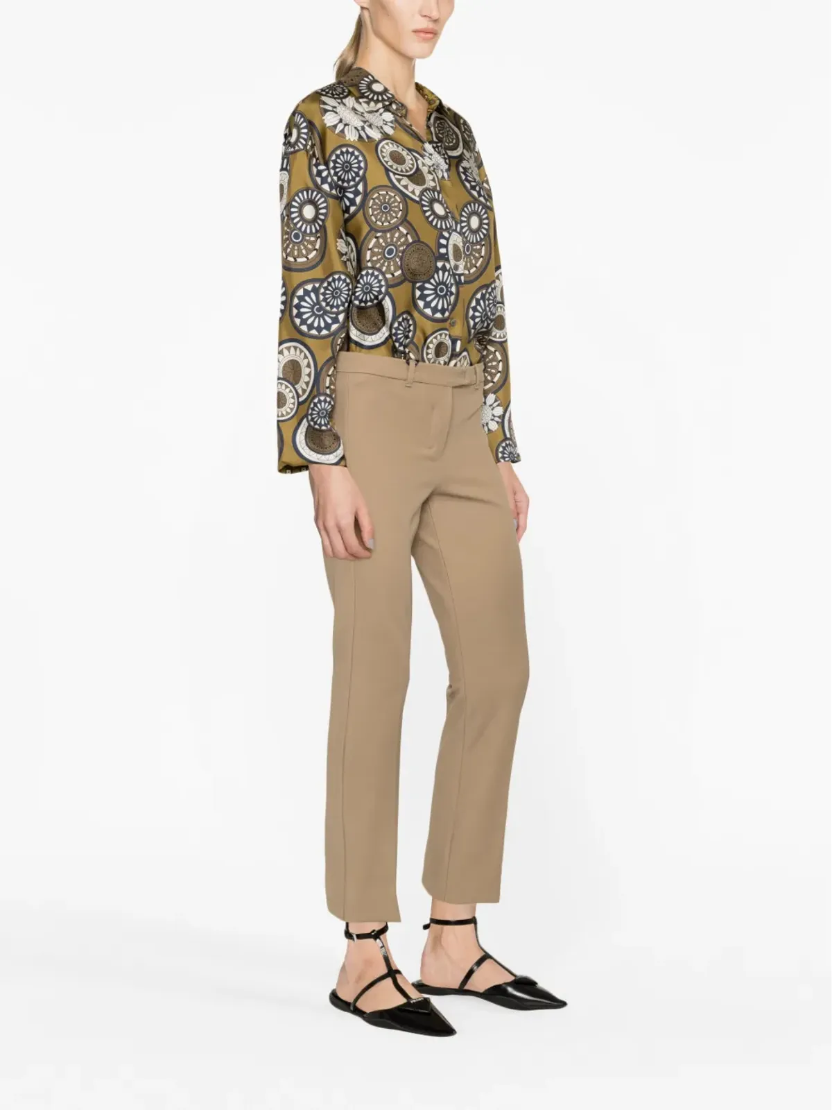 S Max Mara クロップドコットンブレンドパンツ - 画像4