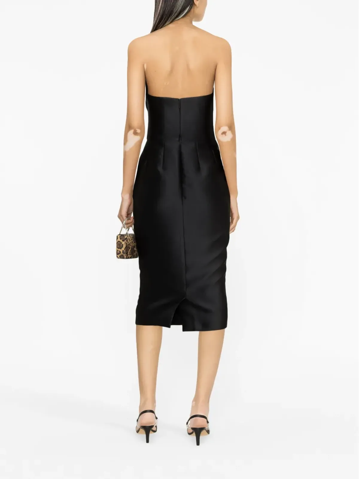 Marchesa ストラップレス サテン ミディドレス - 画像4