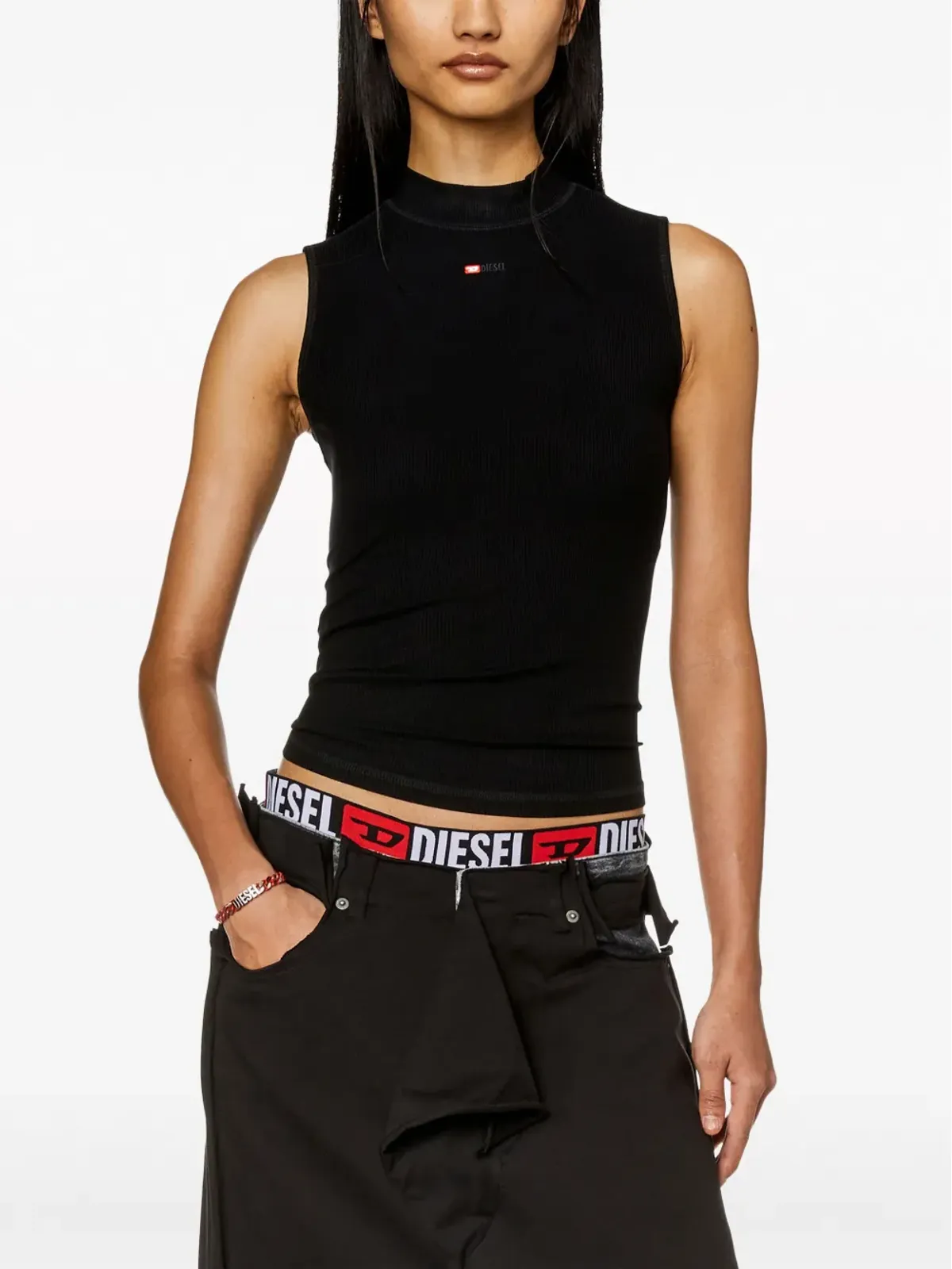 Diesel T-Mokky-Sl-Microdiv モックネックトップ - ブラック - 画像3