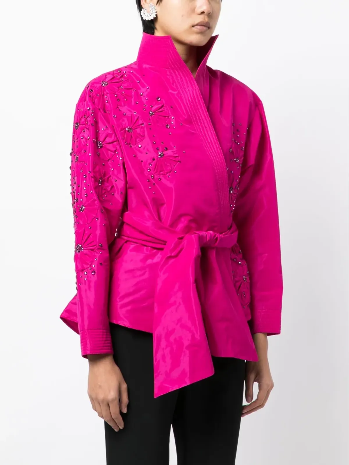 Zuhair Murad クリスタル装飾ベルテッドジャケット - 画像3