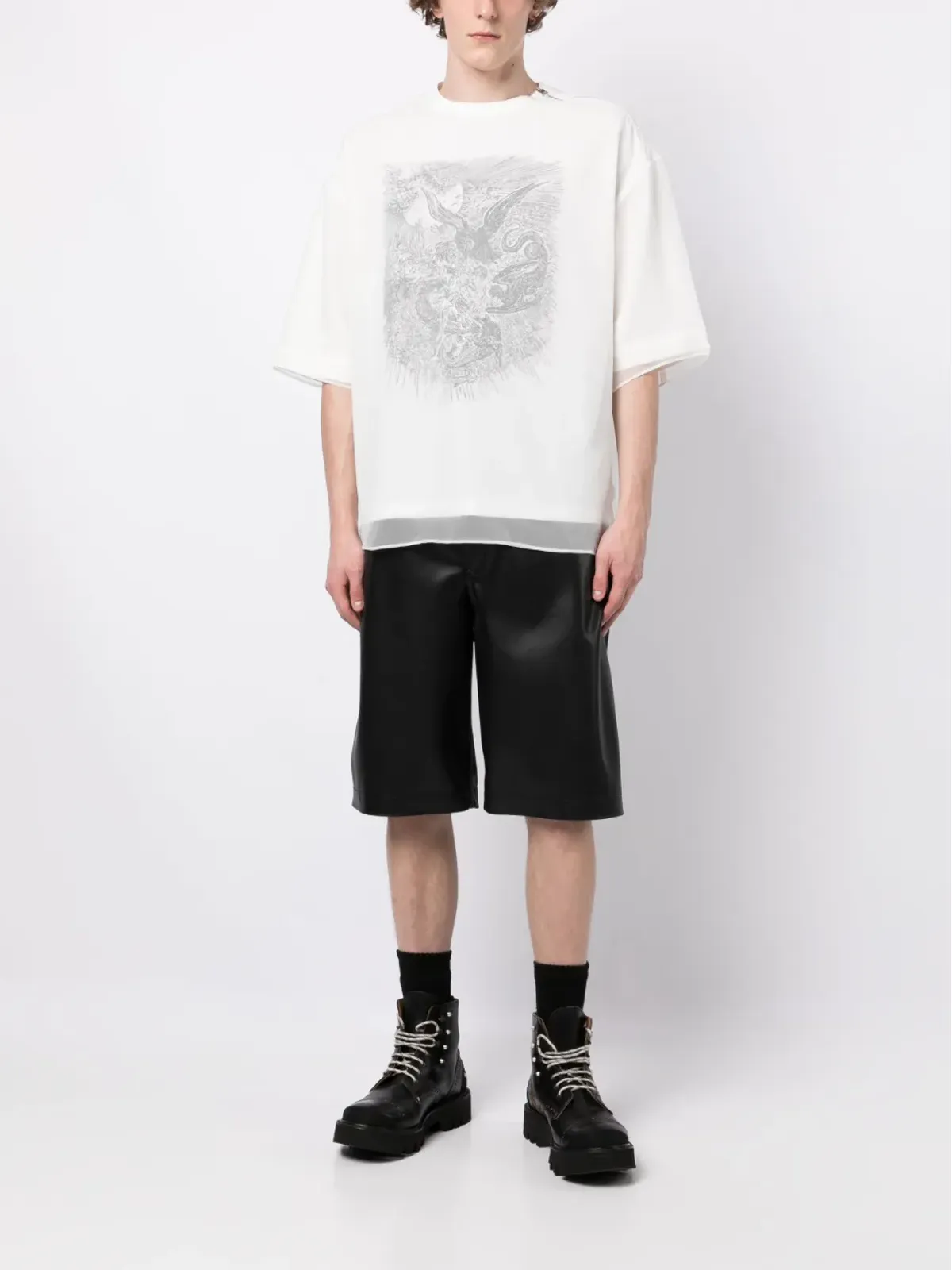 SONGZIO Ghost Inferno チュールオーバーレイ Tシャツ - 画像2
