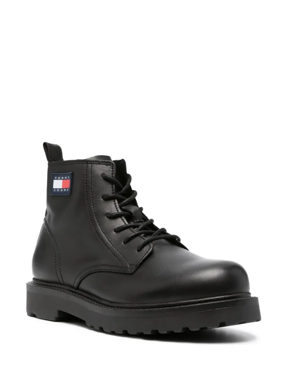 Tommy Jeans ロゴパッチ レースアップ レザーブーツ - ブラック - 画像2