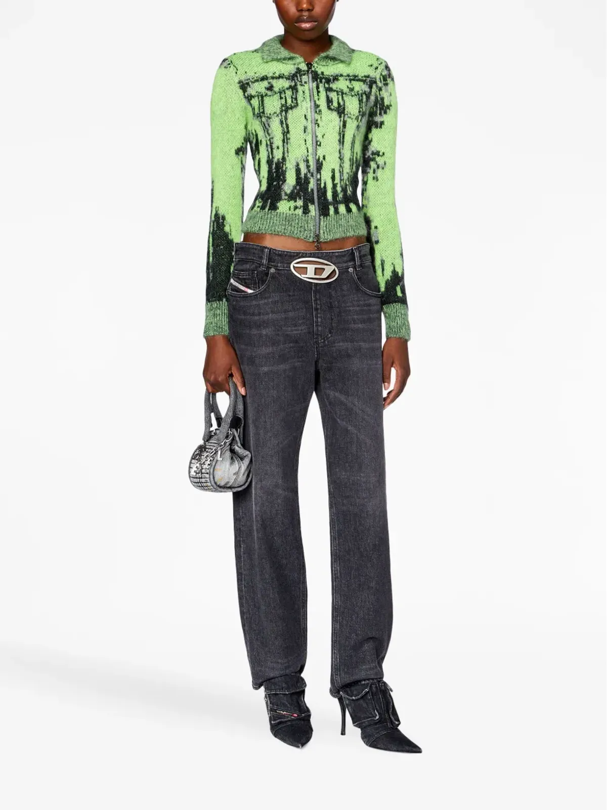 Diesel M-Taphos patterned intarsia-knit jumper - Green - 画像2