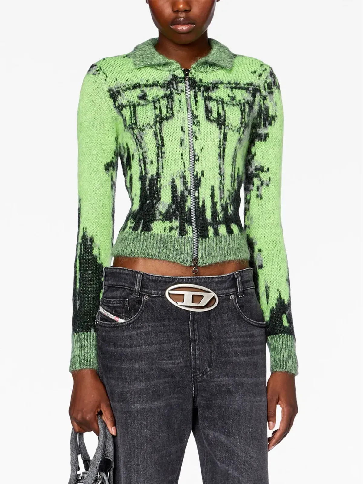 Diesel M-Taphos patterned intarsia-knit jumper - Green - 画像3
