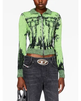 Diesel M-Taphos patterned intarsia-knit jumper - Green - サムネイル3