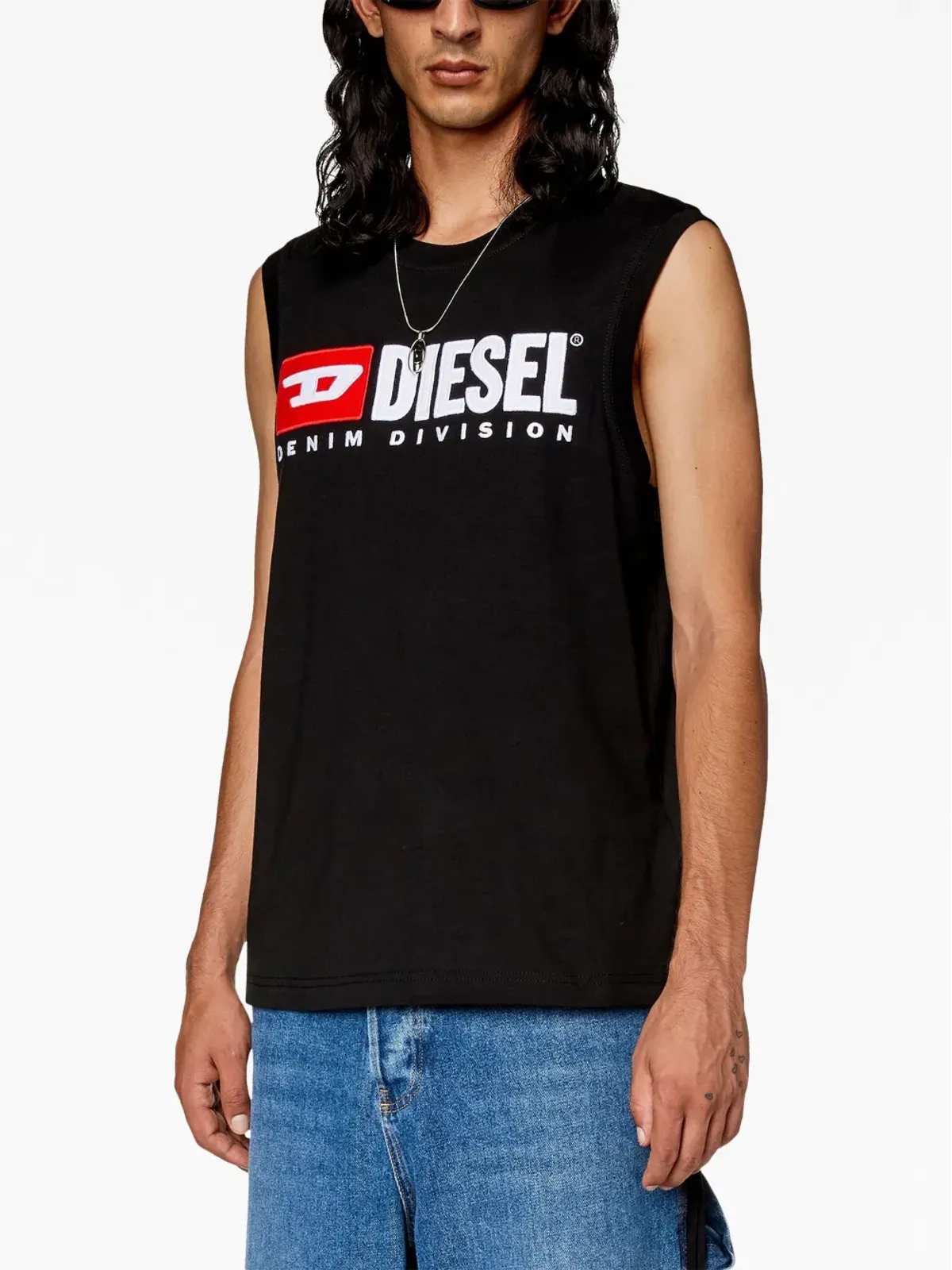 Diesel T-Isco-Div cotton tank top - Black - 画像3
