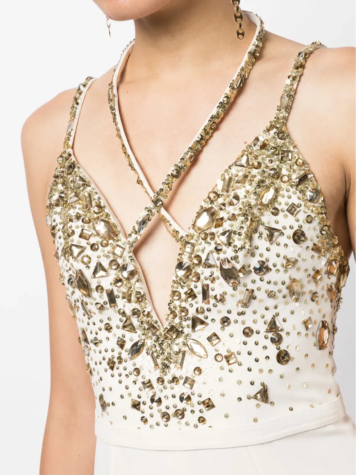 Zuhair Murad ストーン装飾のフレアジャンプスーツ - 画像5