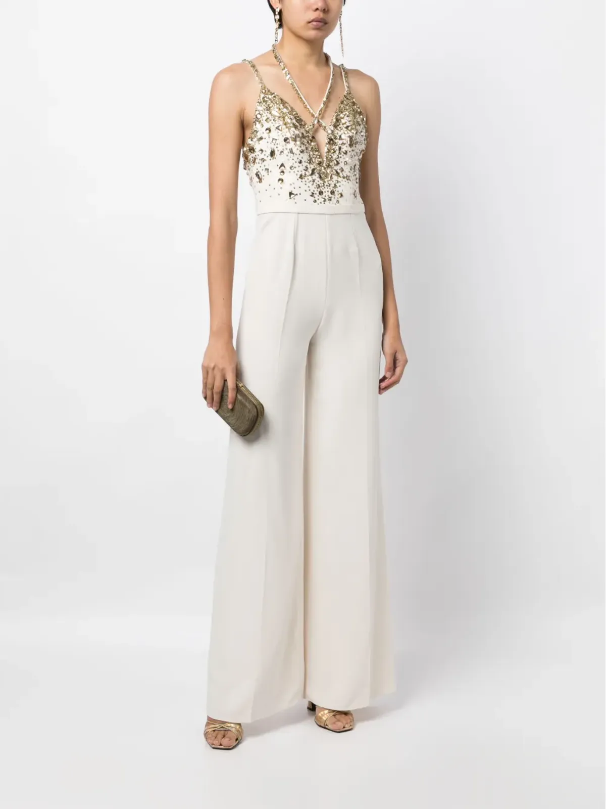 Zuhair Murad ストーン装飾のフレアジャンプスーツ - 画像2
