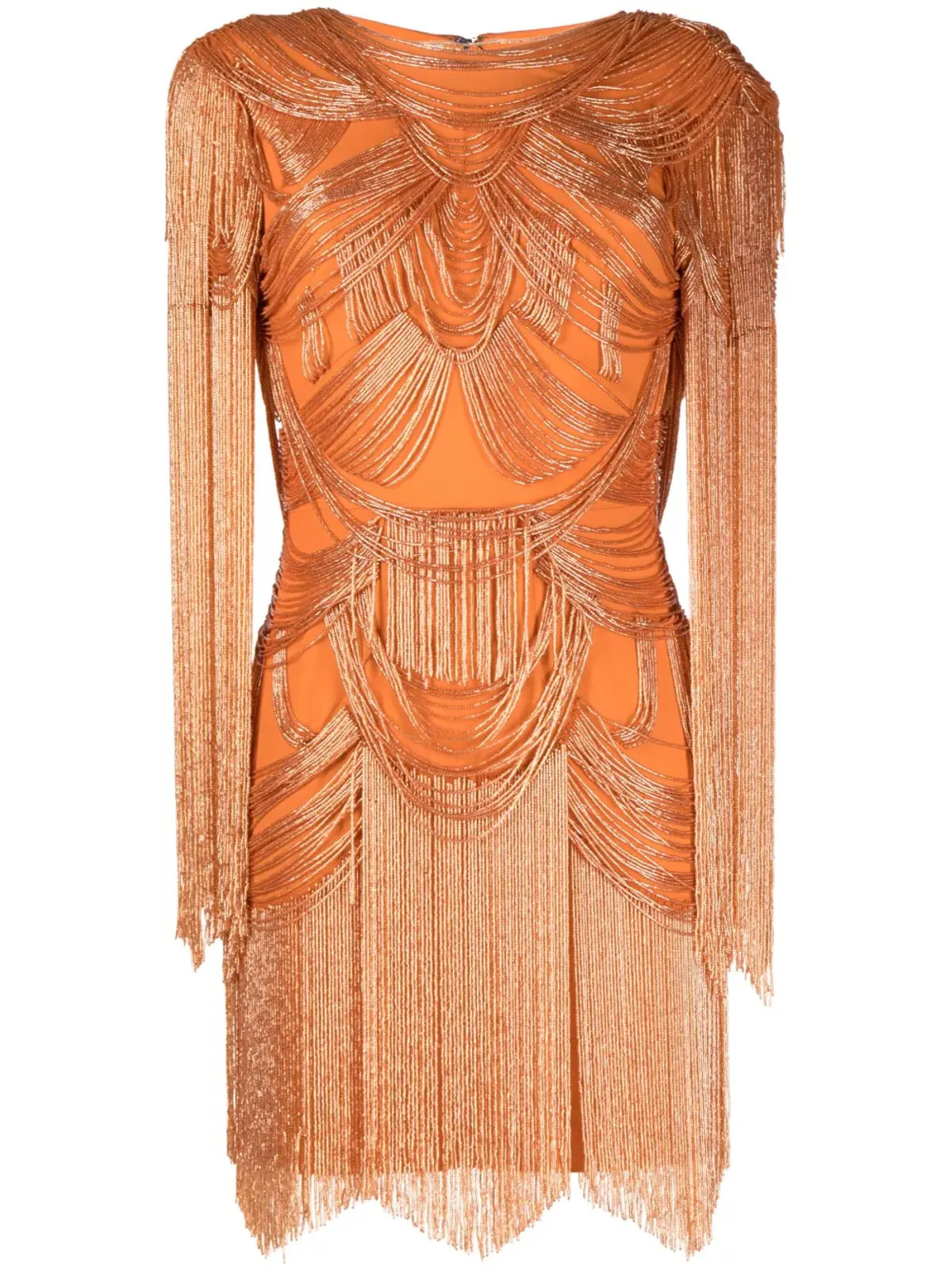 Zuhair Murad フリンジ付きフィットミニドレス - オレンジ - 画像1