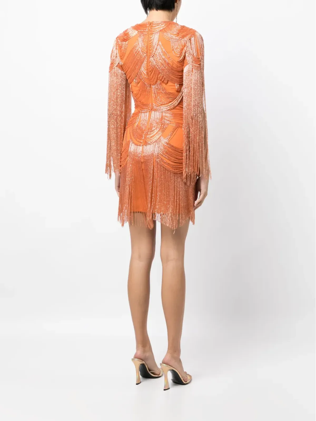 Zuhair Murad フリンジ付きフィットミニドレス - オレンジ - 画像4