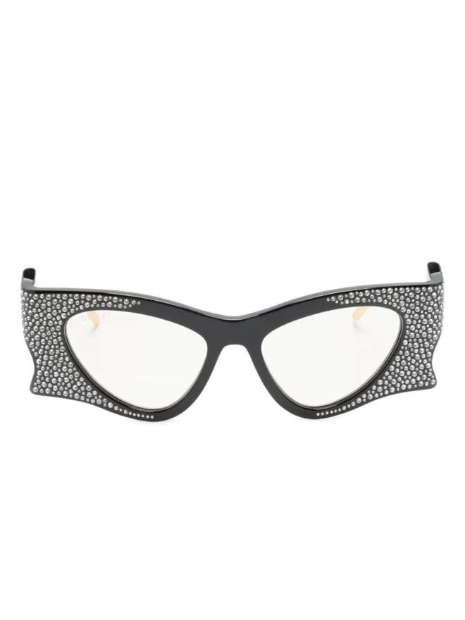 Gucci Eyewear Gucci Eyewear クリスタル装飾の不規則形状サングラスの商品画像