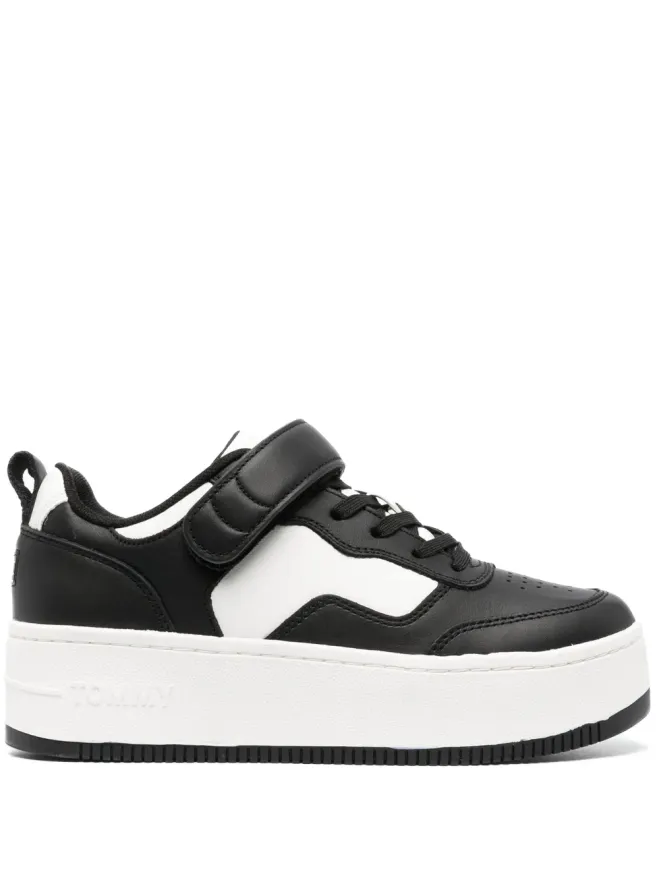 Tommy Jeans Tommy Jeans レザー フラットフォームスニーカー - ブラックの商品画像