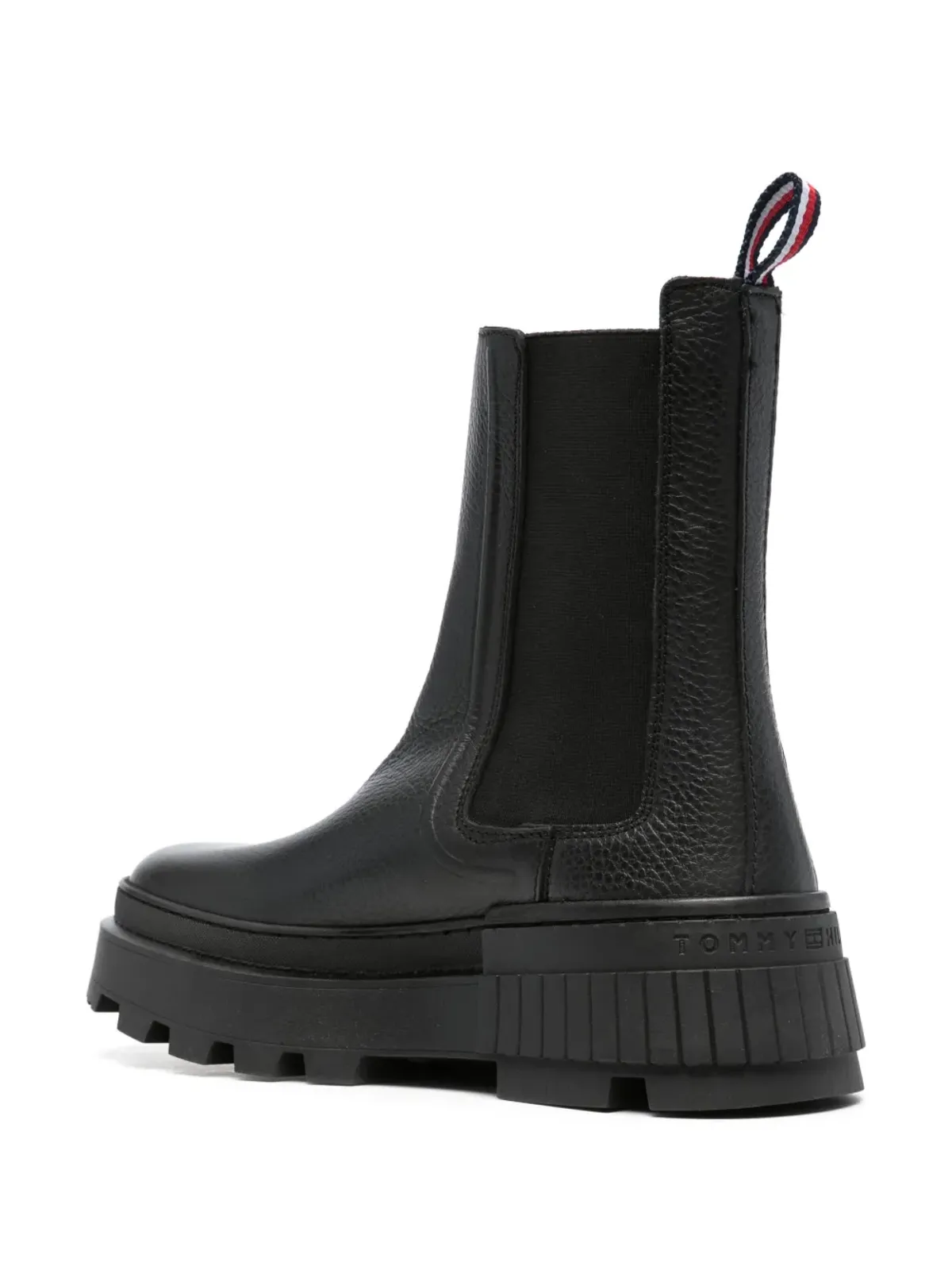 Tommy Hilfiger ラウンドトゥ レザー アンクルブーツ ブラック - 画像3