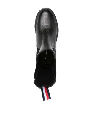 Tommy Hilfiger ラウンドトゥ レザー アンクルブーツ ブラック - サムネイル4