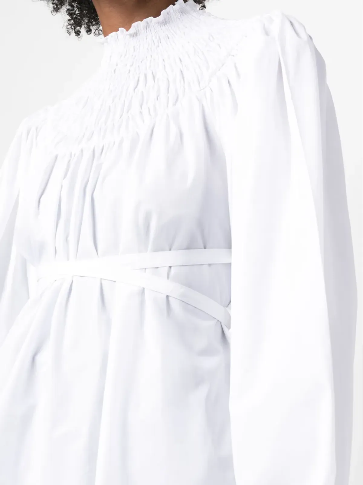 Patou tie-waist organic cotton blouse - White - 画像5