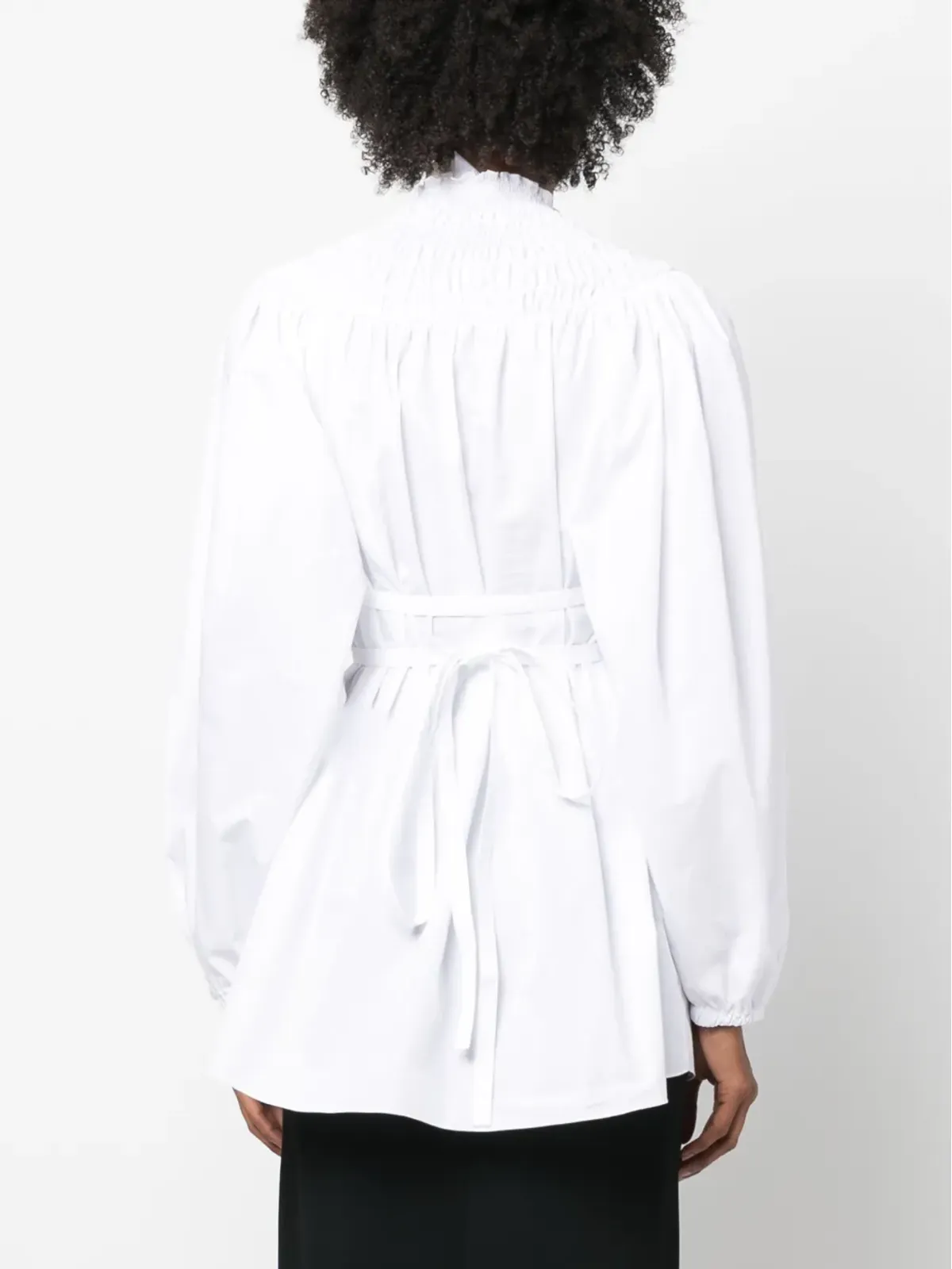 Patou tie-waist organic cotton blouse - White - 画像4
