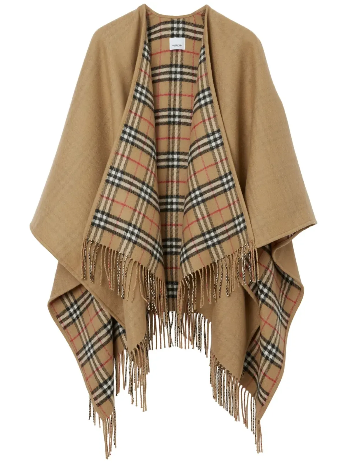 Burberry チェック柄リバーシブルウールケープ - 画像1