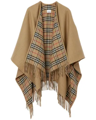 Burberry チェック柄リバーシブルウールケープ - サムネイル1