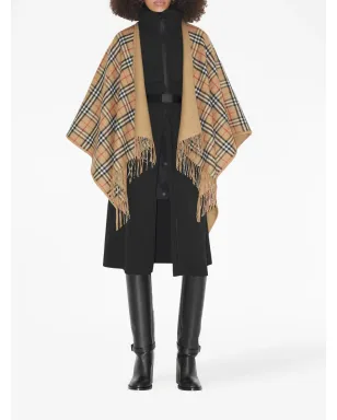 Burberry チェック柄リバーシブルウールケープ - サムネイル5